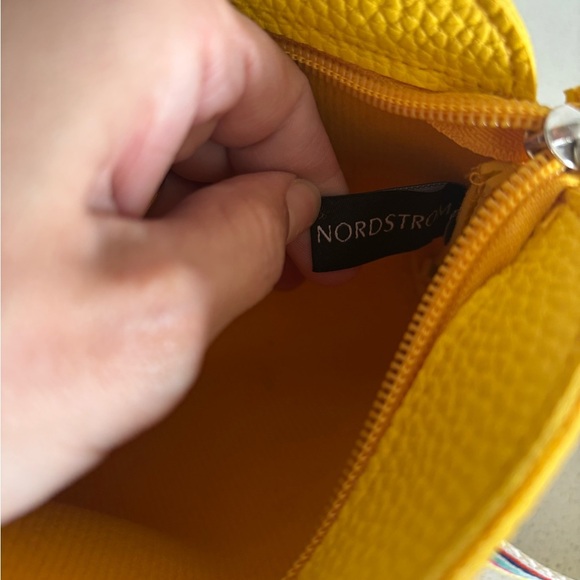 Nordstrom Belt Bag Fanny Pack Crossbody Purse Rainbow Strap 39" Yellow Pebbled - Picture 7 of 9